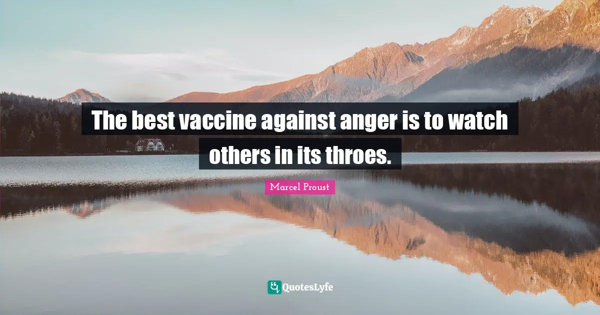 The best vaccine against anger is to watch others in its throes.