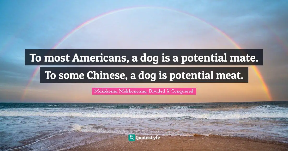 To most Americans, a dog is a potential mate. To some Chinese, a dog is potential meat.