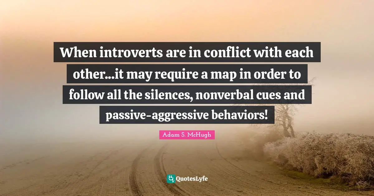 When introverts are in conflict with each other...it may require a map in order to follow all the silences, nonverbal cues and passive-aggressive behaviors!