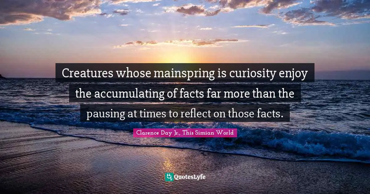 Creatures whose mainspring is curiosity enjoy the accumulating of facts far more than the pausing at times to reflect on those facts.