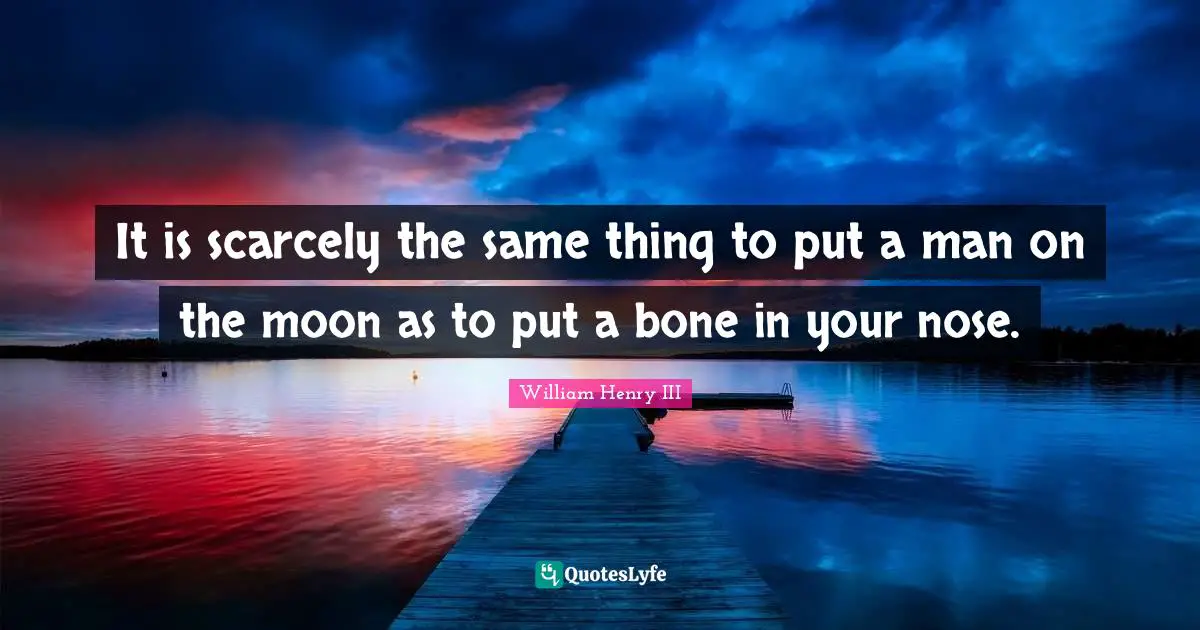 It is scarcely the same thing to put a man on the moon as to put a bone in your nose.