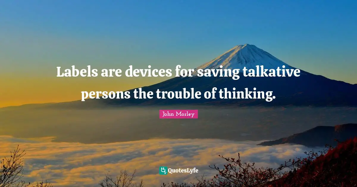 Labels are devices for saving talkative persons the trouble of thinking.