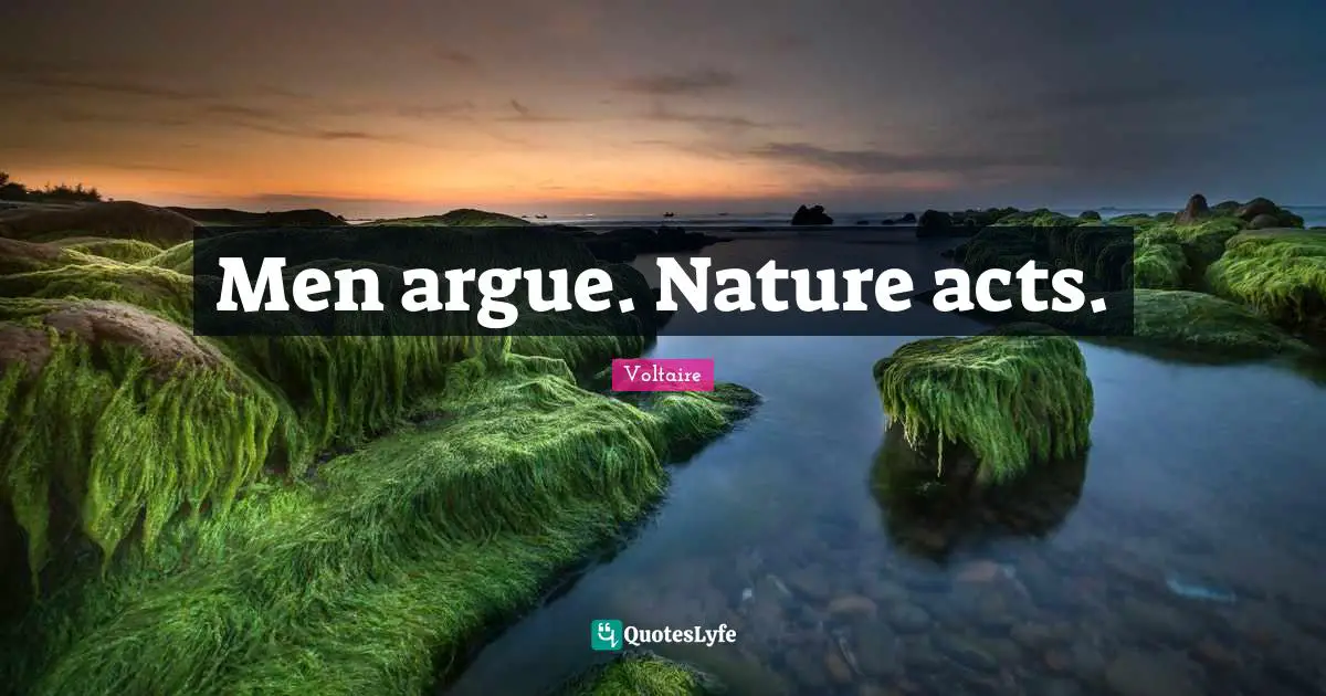 Men argue. Nature acts.