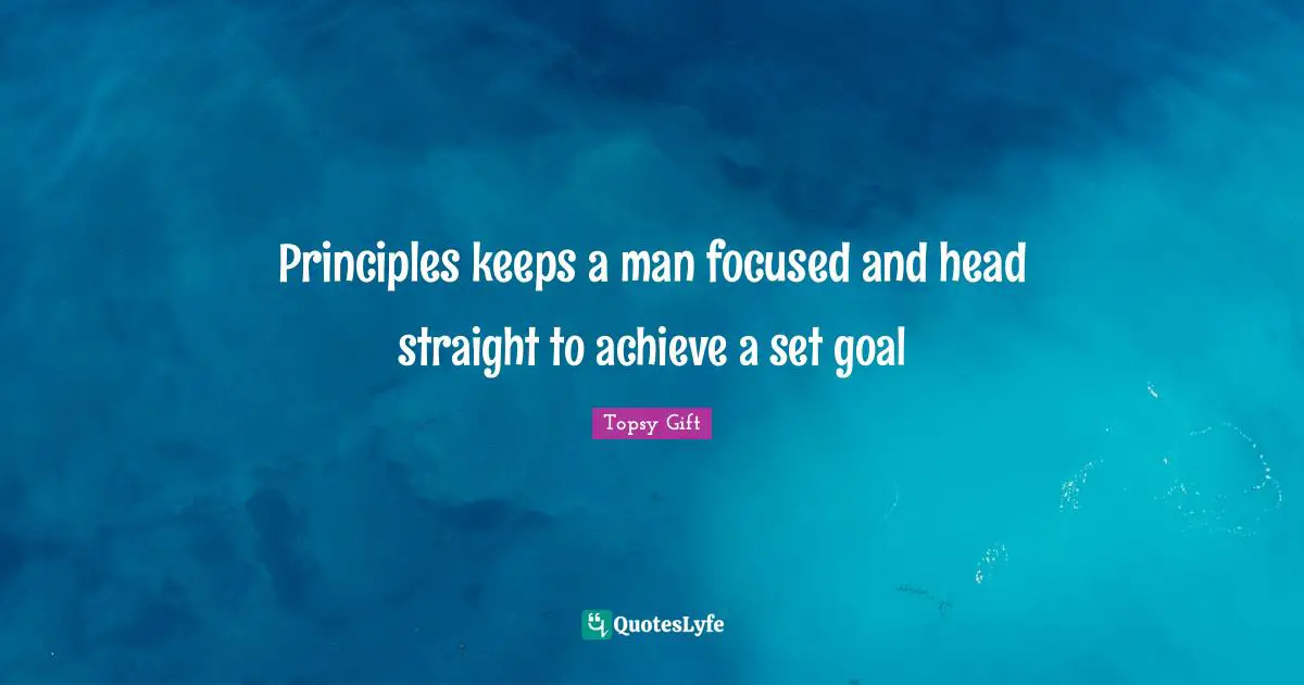 Principles keeps a man focused and head straight to achieve a set goal