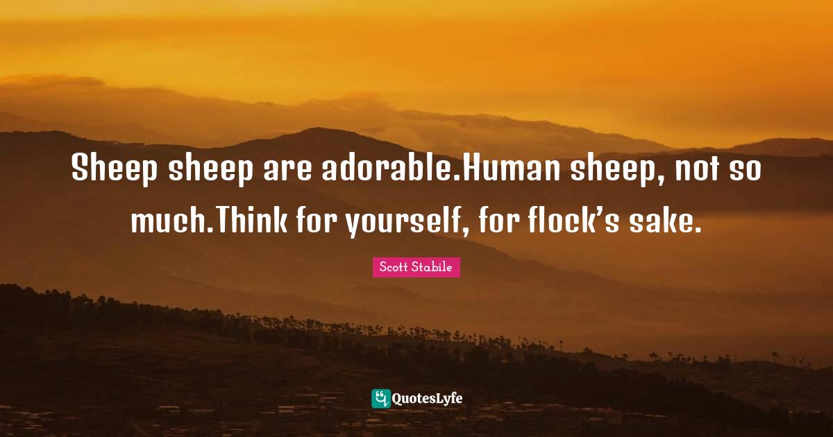 Sheep sheep are adorable.Human sheep, not so much.Think for yourself, Quote by Scott Stabile
