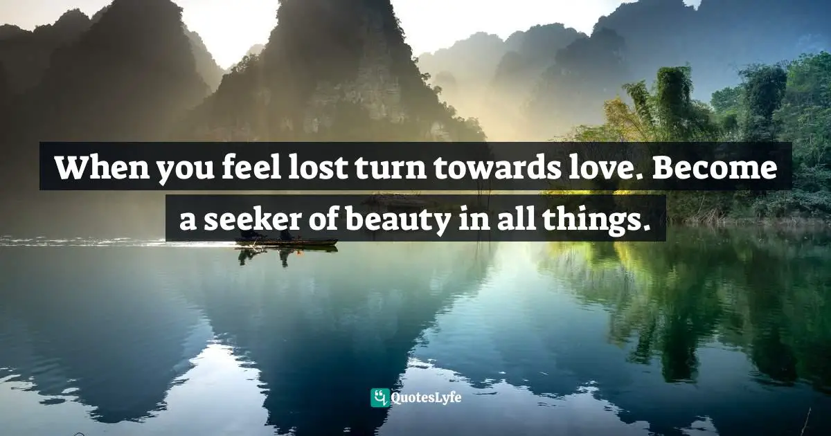 When you feel lost turn towards love. Become a seeker of beauty in all things.