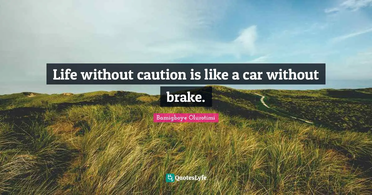 Brake Quotes: "Life without caution is like a car without brake."