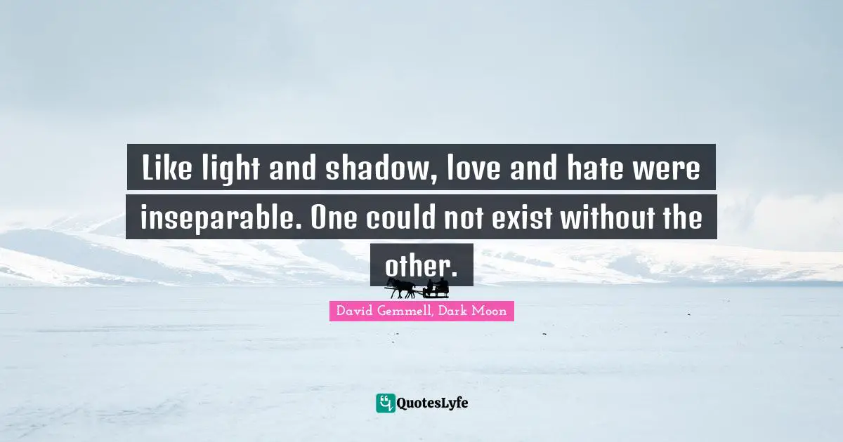 Like light and shadow, love and hate were inseparable. One could not exist without the other.