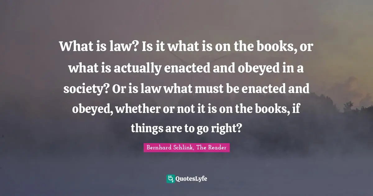 What is law? Is it what is on the books, or what is actually enacted and obeyed in a society? Or is law what must be enacted and obeyed, whether or not it is on the books, if things are to go right?