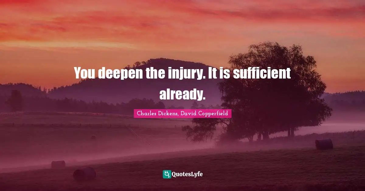 Charles Dickens, David Copperfield Quotes: You deepen the injury. It is sufficient already.