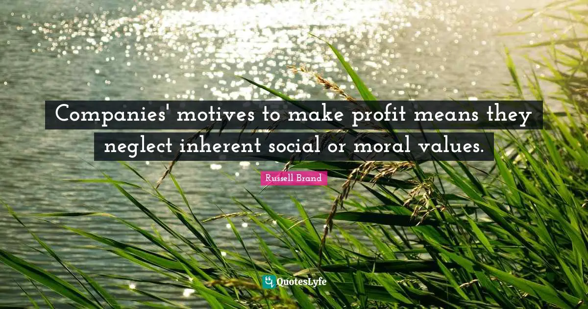 Companies' motives to make profit means they neglect inherent social or moral values.