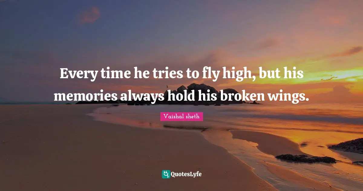 Vaishal Sheth Quotes: "Every time he tries to fly high, but his memories always hold his broken wings."