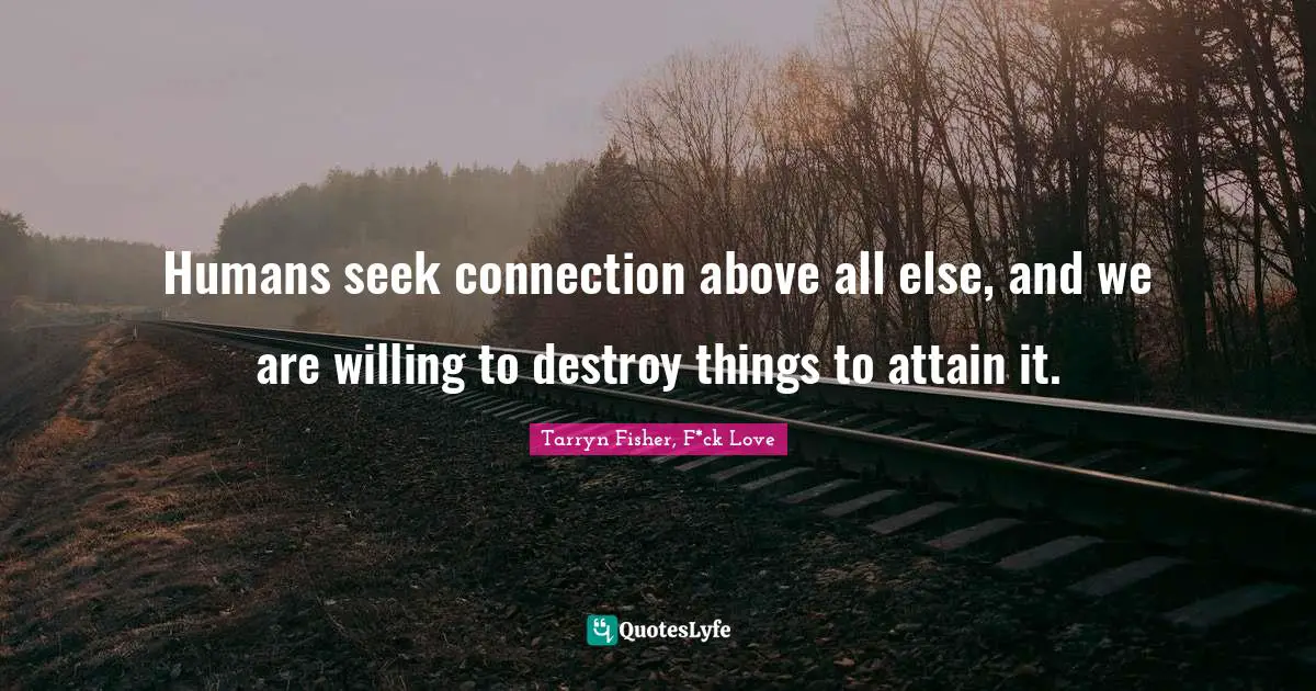 Destroy Quotes: "Humans seek connection above all else, and we are willing to destroy things to attain it."