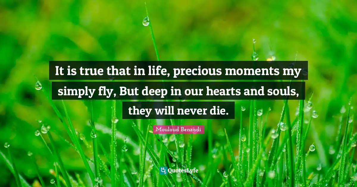 It is true that in life, precious moments my simply fly, But deep in our hearts and souls, they will never die.