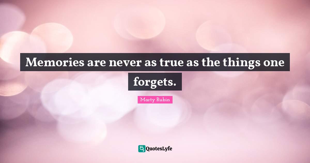 Memories are never as true as the things one forgets.