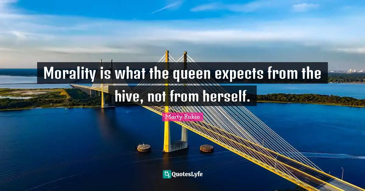 Marty Rubin Quotes: Morality is what the queen expects from the hive, not from herself.