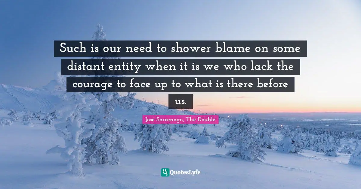 Such is our need to shower blame on some distant entity when it is we who lack the courage to face up to what is there before us.