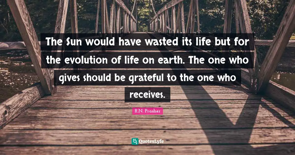 The Sun would have wasted its life but for the evolution of life on earth. The one who gives should be grateful to the one who receives.