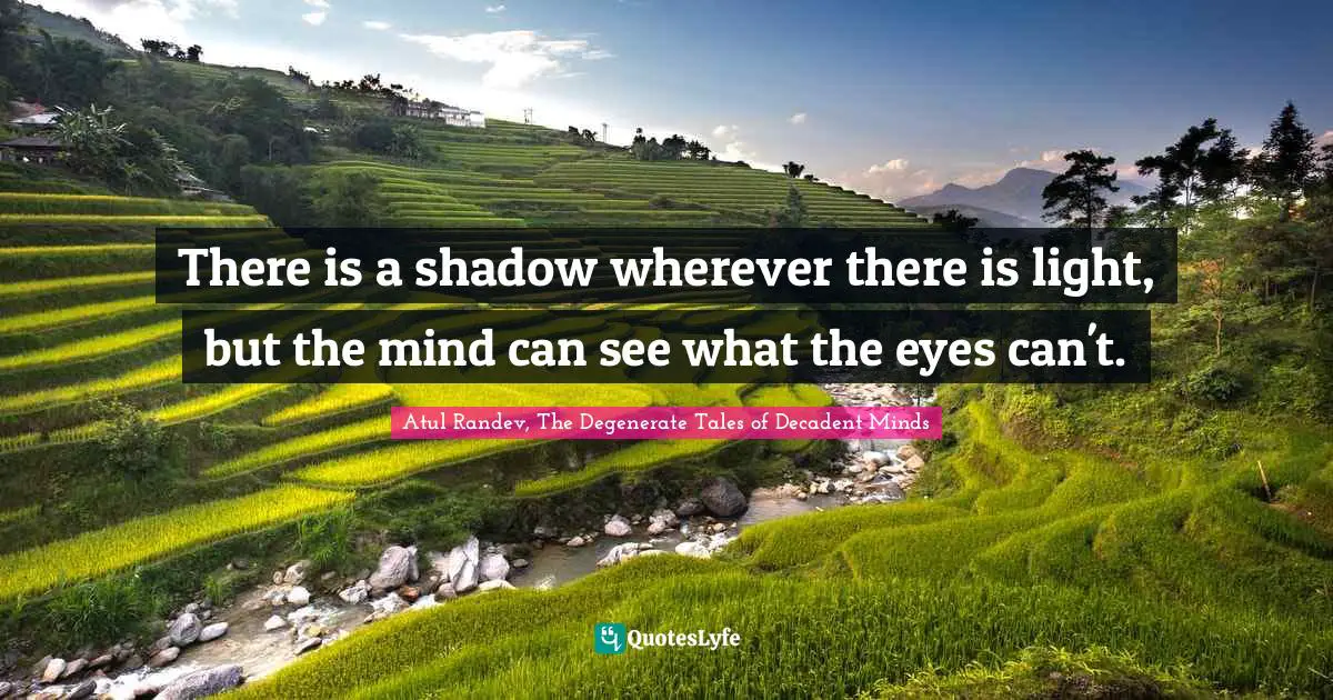 There is a shadow wherever there is light, but the mind can see what the eyes can't.