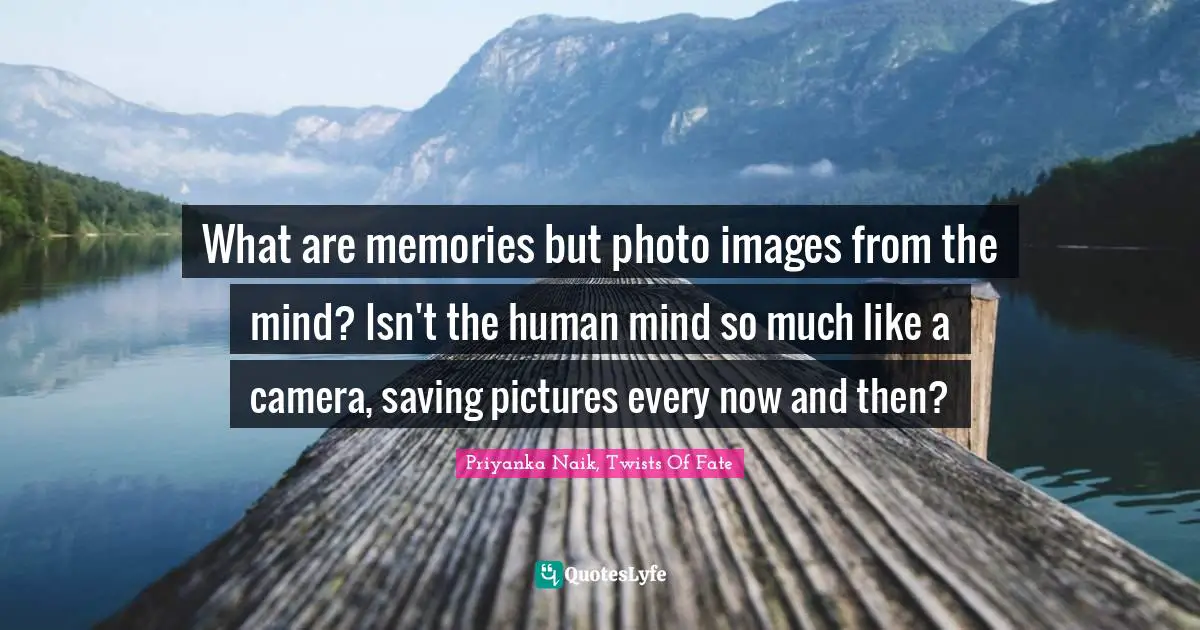 What are memories but photo images from the mind? Isn't the human mind so much like a camera, saving pictures every now and then?