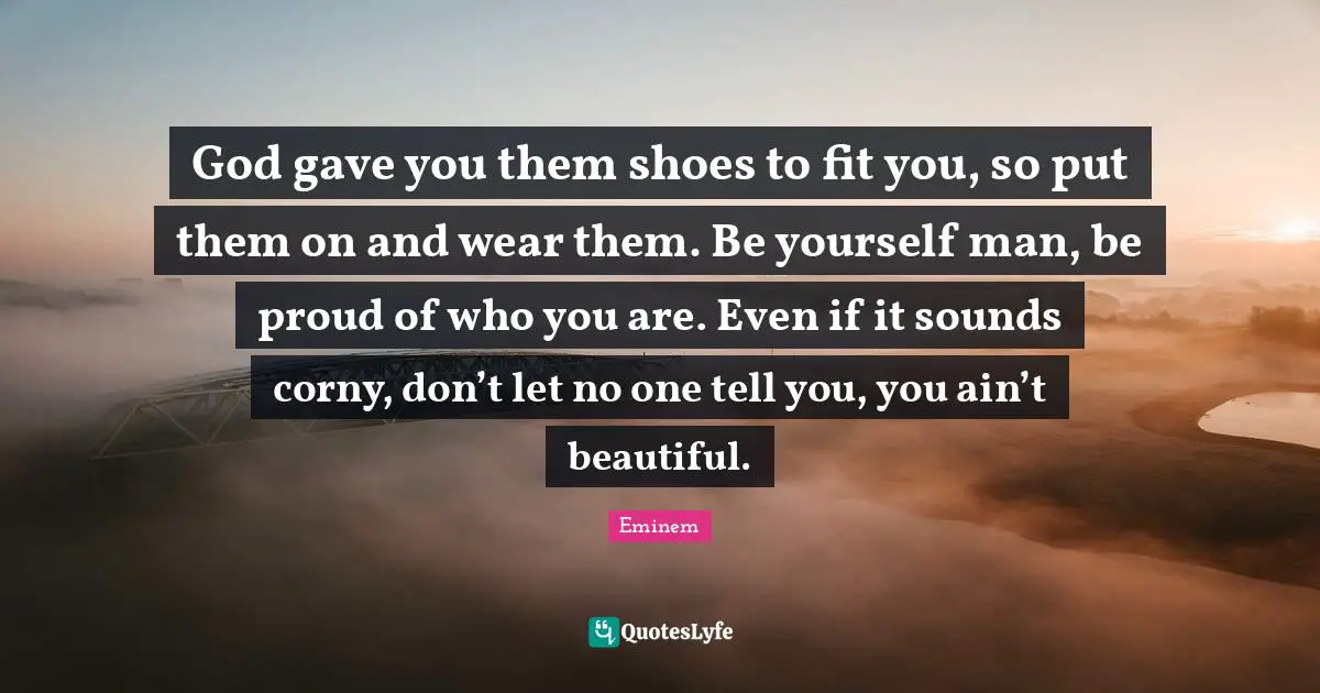 God Gave You Them Shoes To Fit You So Put Them On And Wear Them Be Y Quote By Eminem Quoteslyfe