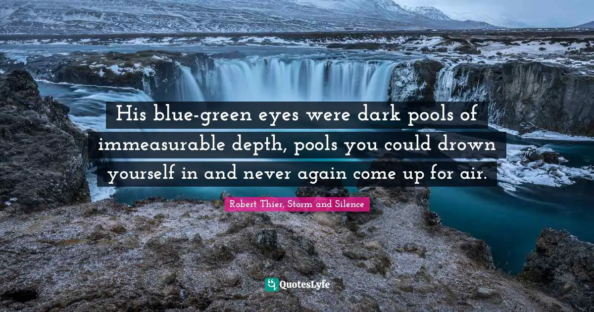 His blue-green eyes were dark pools of immeasurable depth, pools you could drown yourself in and never again come up for air.