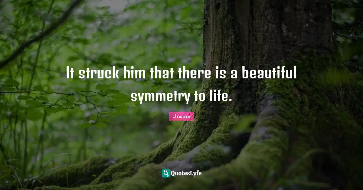 It struck him that there is a beautiful symmetry to life.