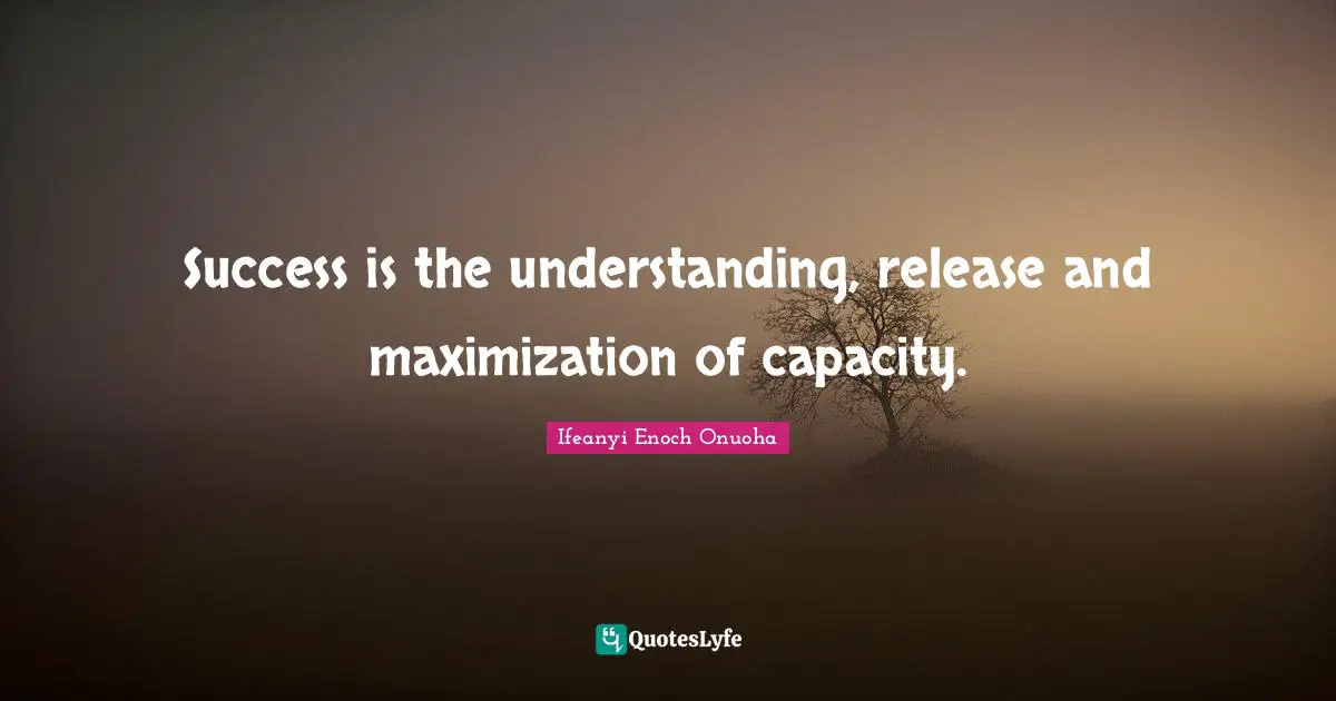 Success is the understanding, release and maximization of capacity.