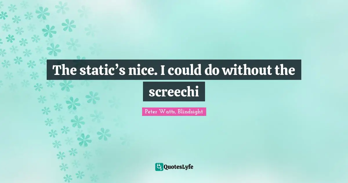 The static’s nice. I could do without the screechi