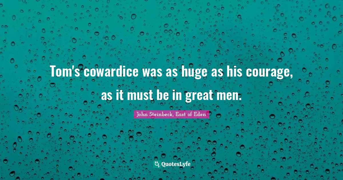 Tom's cowardice was as huge as his courage, as it must be in great men.