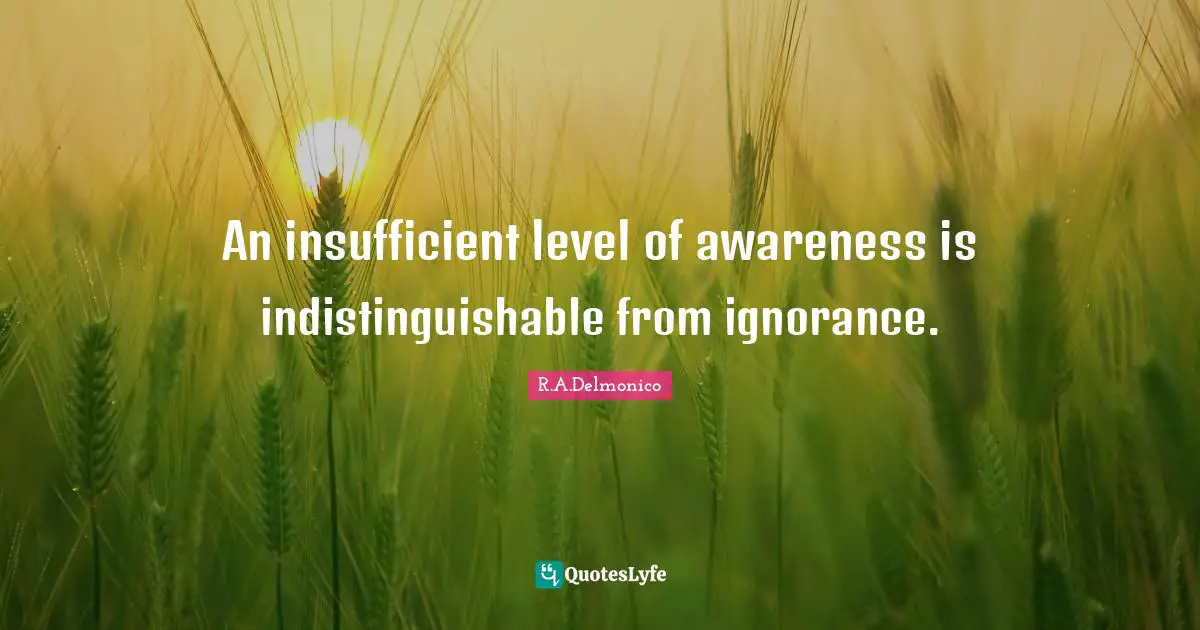 An insufficient level of awareness is indistinguishable from ignorance.