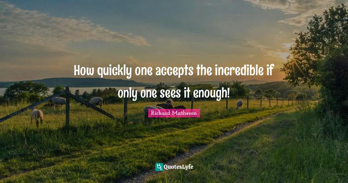 How quickly one accepts the incredible if only one sees it enough!