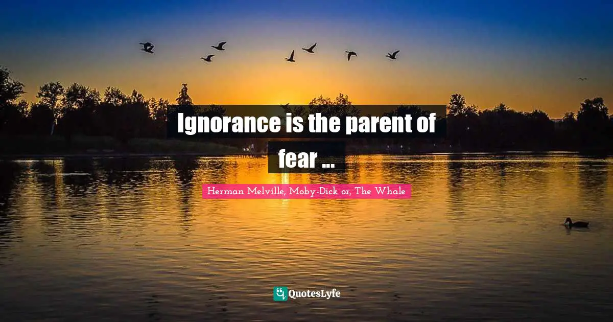 Ignorance is the parent of fear ...