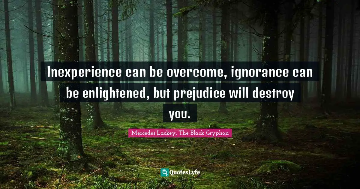 Inexperience can be overcome, ignorance can be enlightened, but prejudice will destroy you.
