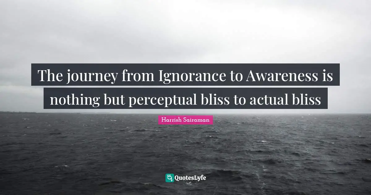 The journey from Ignorance to Awareness is nothing but perceptual bliss to actual bliss