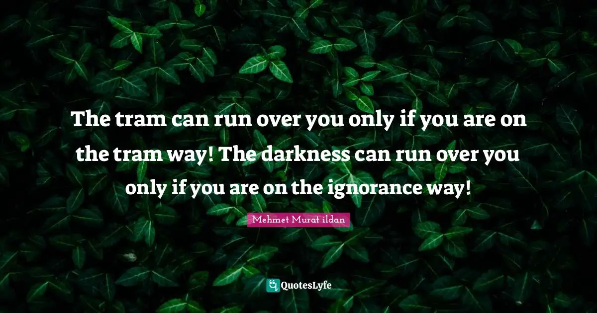 The tram can run over you only if you are on the tram way! The darkness can run over you only if you are on the ignorance way!