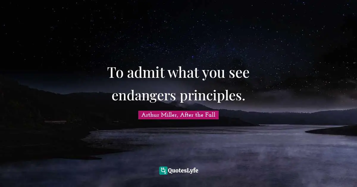 To admit what you see endangers principles.