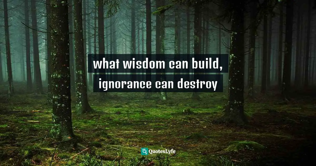 what wisdom can build, ignorance can destroy