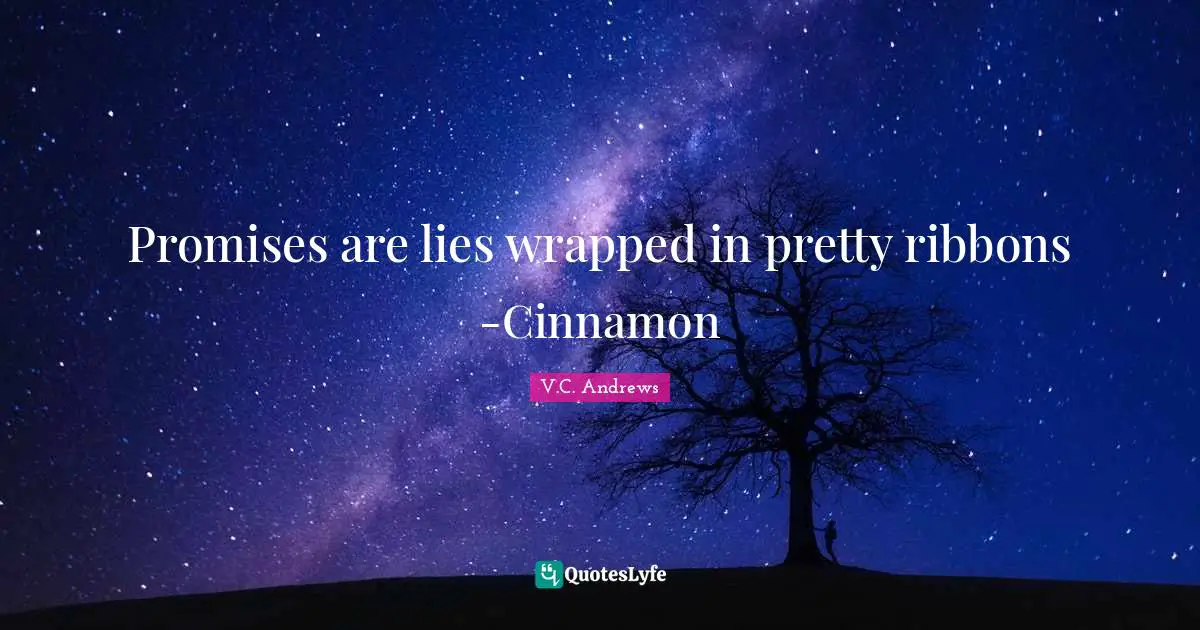 Promises are lies wrapped in pretty ribbons -Cinnamon