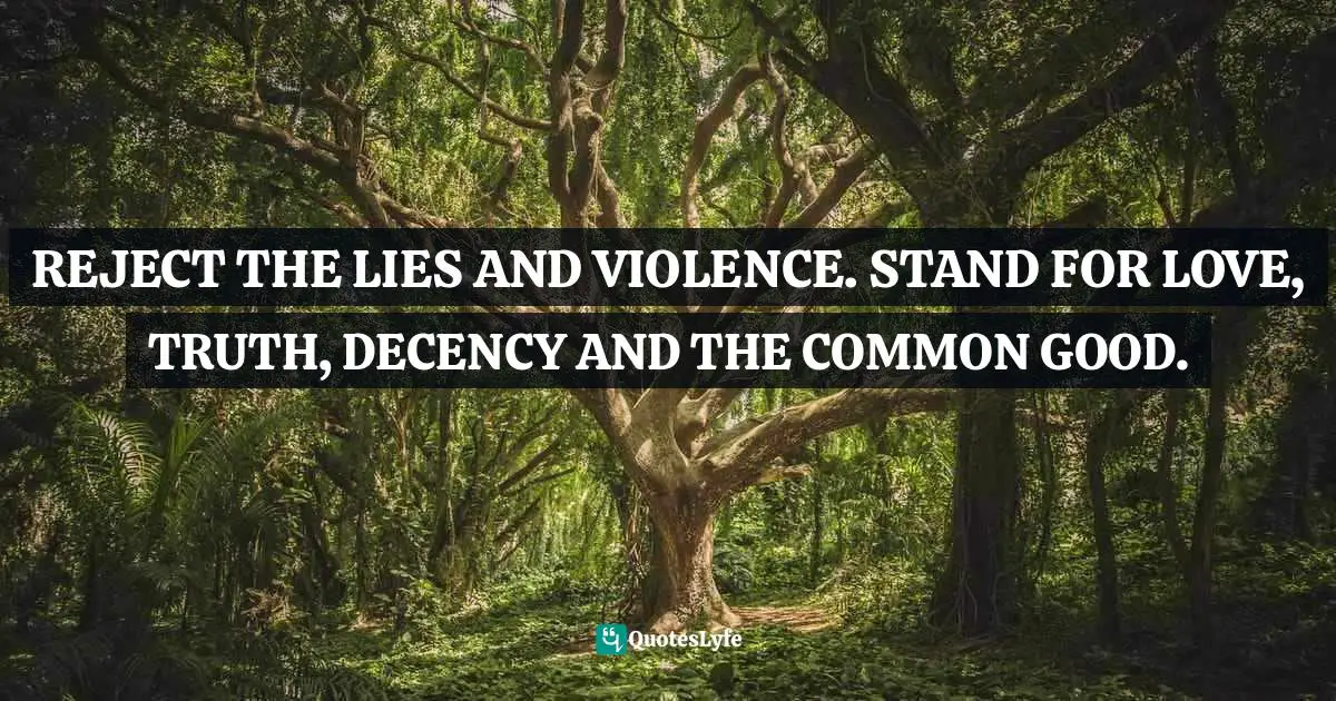 REJECT THE LIES AND VIOLENCE. STAND FOR LOVE, TRUTH, DECENCY AND THE COMMON GOOD.