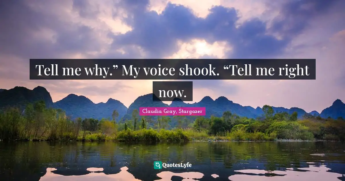 Tell me why.” My voice shook. “Tell me right now.