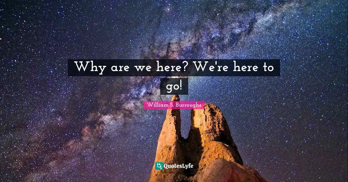 Why are we here? We're here to go!