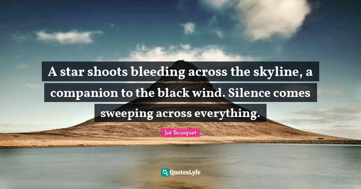 A star shoots bleeding across the skyline, a companion to the black wind. Silence comes sweeping across everything.