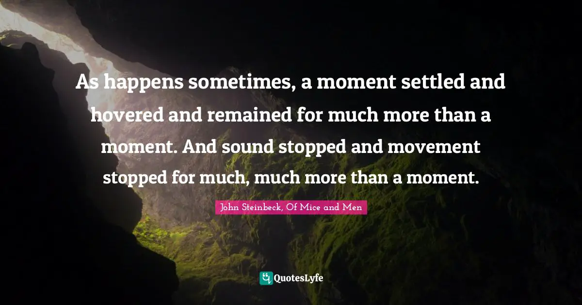 As happens sometimes, a moment settled and hovered and remained for much more than a moment. And sound stopped and movement stopped for much, much more than a moment.