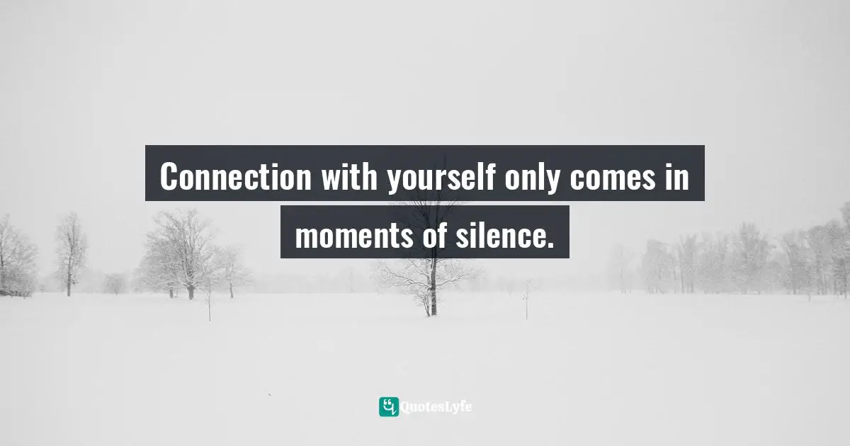 Connectivity Quotes: "Connection with yourself only comes in moments of silence."