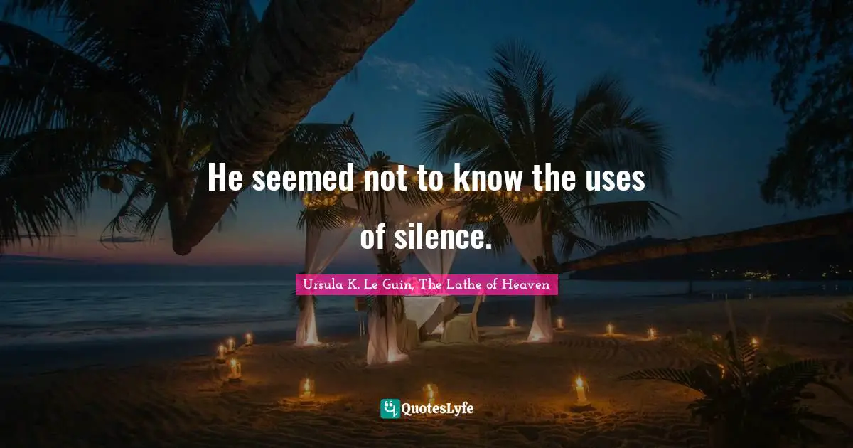 He seemed not to know the uses of silence.