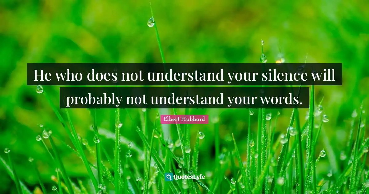 He who does not understand your silence will probably not understand your words.