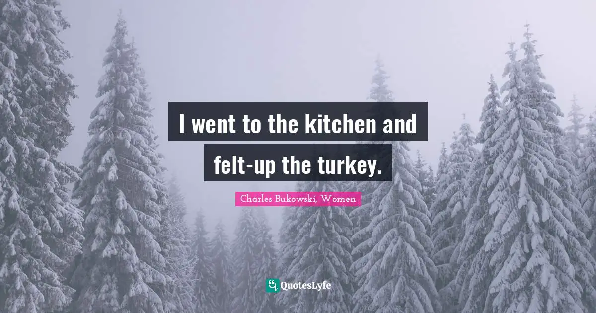 I went to the kitchen and felt-up the turkey.