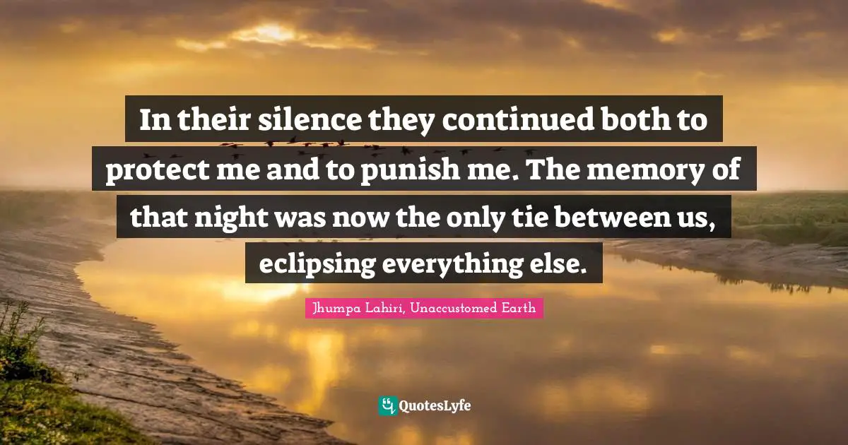 In their silence they continued both to protect me and to punish me. The memory of that night was now the only tie between us, eclipsing everything else.