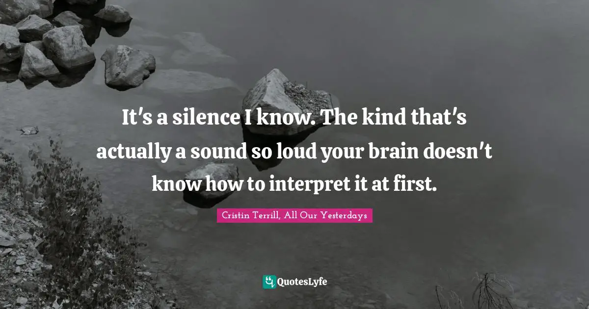 It's a silence I know. The kind that's actually a sound so loud your brain doesn't know how to interpret it at first.